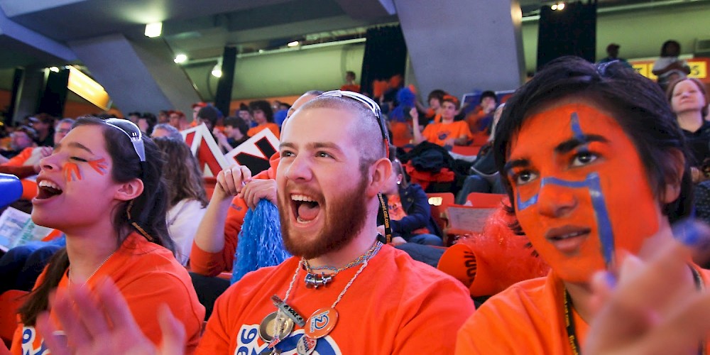 Ctrl-Z cheering in stands at Midwest Regional